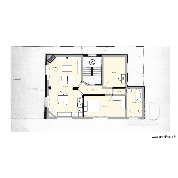 La Garennes. Plan de 6 pièces et 62 m2