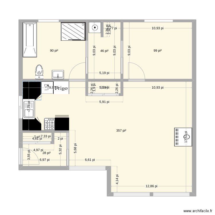 saint-georges. Plan de 7 pièces et 59 m2