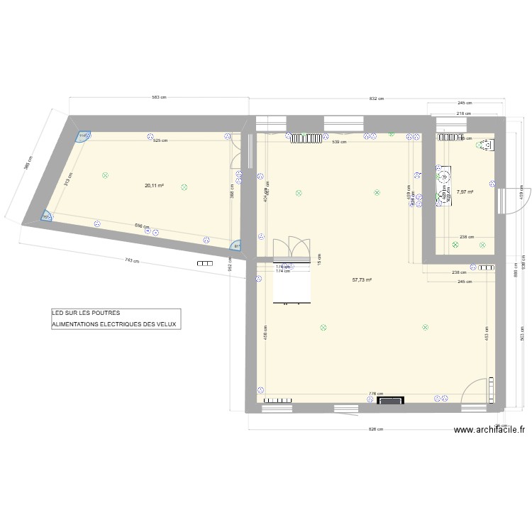 BUSSIERES CUISINE ELECTRICITE 4. Plan de 3 pièces et 86 m2