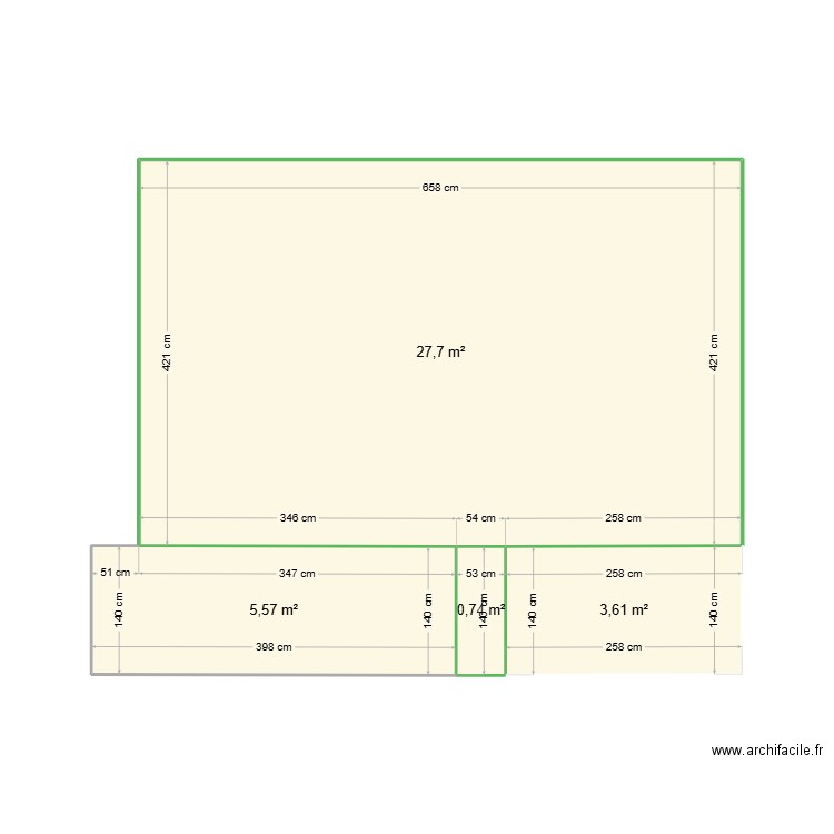 PPMAG. Plan de 4 pièces et 38 m2