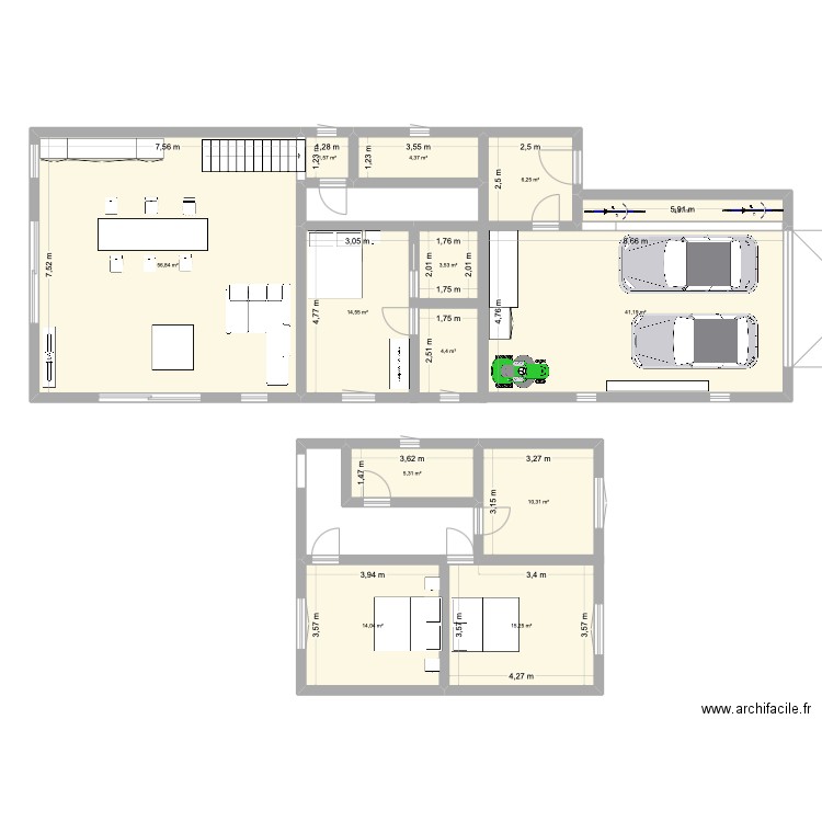 Fortunat. Plan de 13 pièces et 182 m2