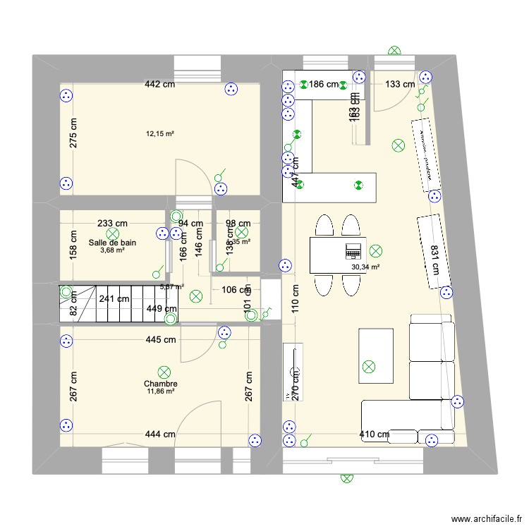 plan final. Plan de 6 pièces et 65 m2