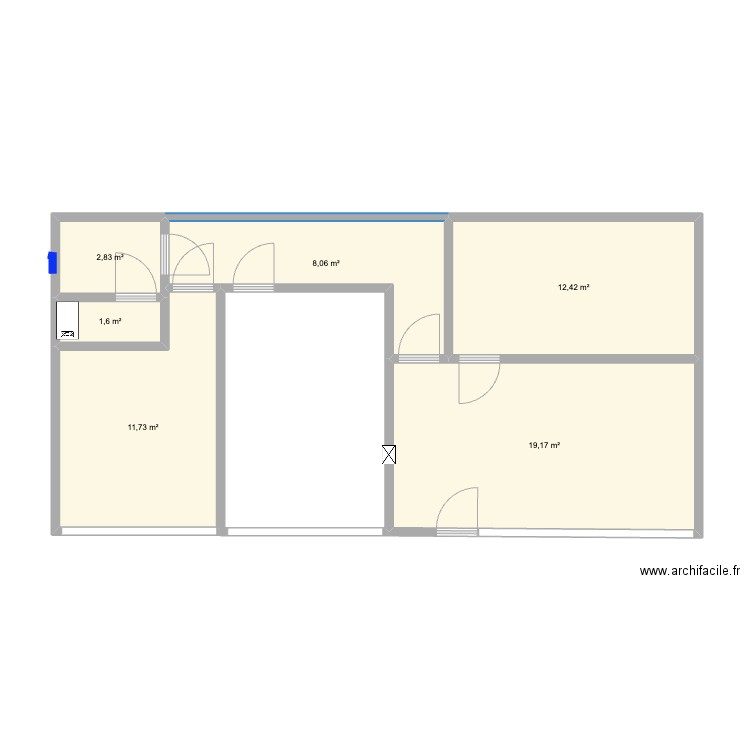 54 Puvis de Chavanne. Plan de 6 pièces et 56 m2