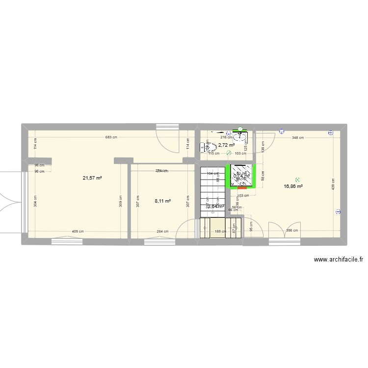 Montauroux RdJ 3 chambres. Plan de 6 pièces et 54 m2