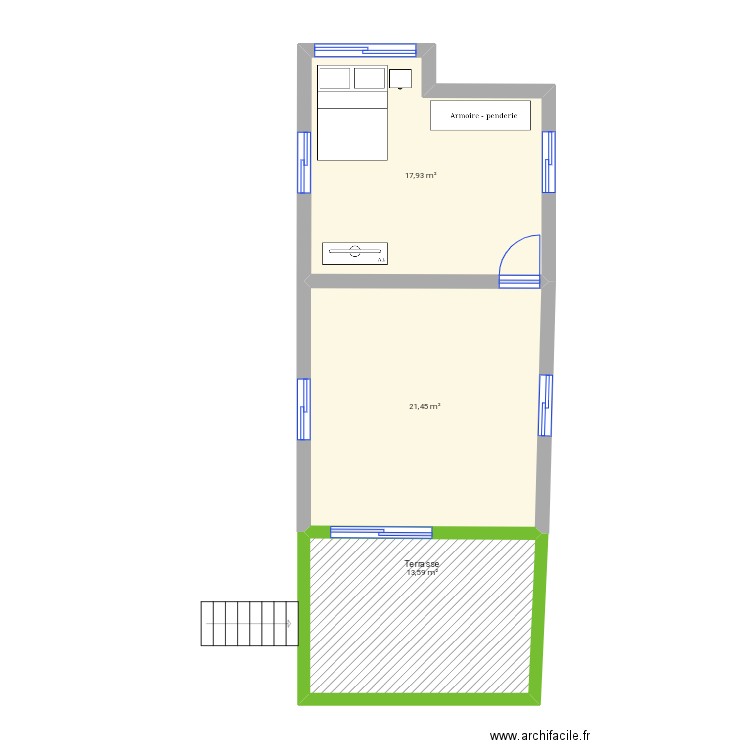 Maison. Plan de 3 pièces et 53 m2