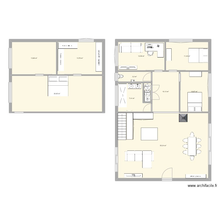 maison . Plan de 11 pièces et 170 m2