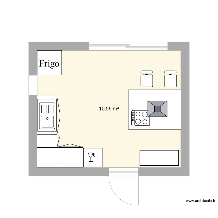 Cuisine 1. Plan de 1 pièce et 16 m2