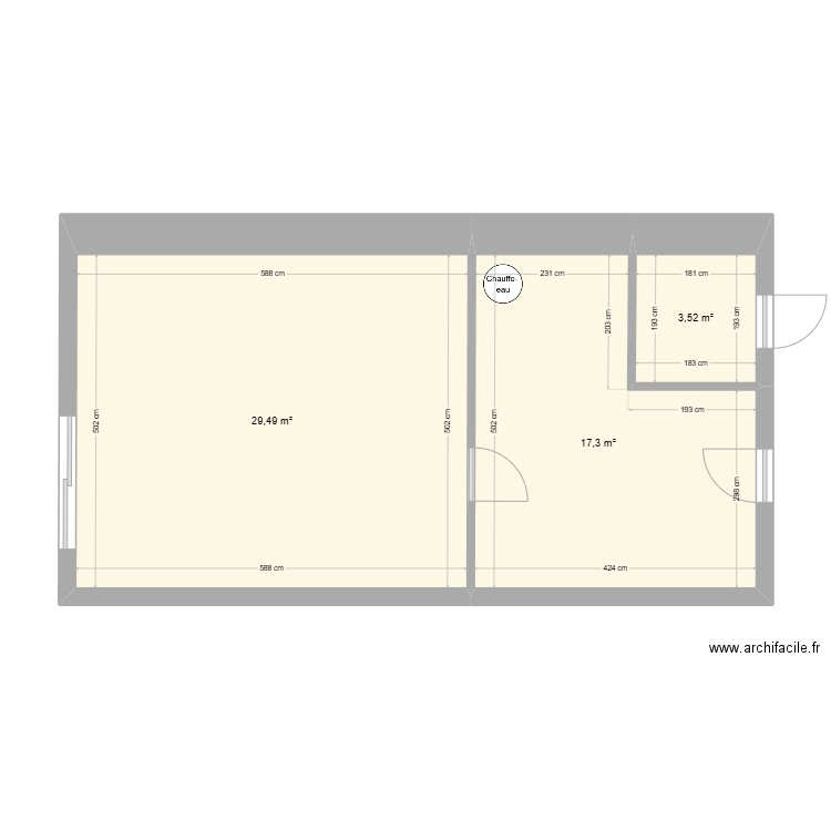 De Beaumont V1. Plan de 3 pièces et 50 m2