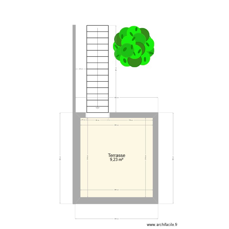 escalier. Plan de 1 pièce et 9 m2