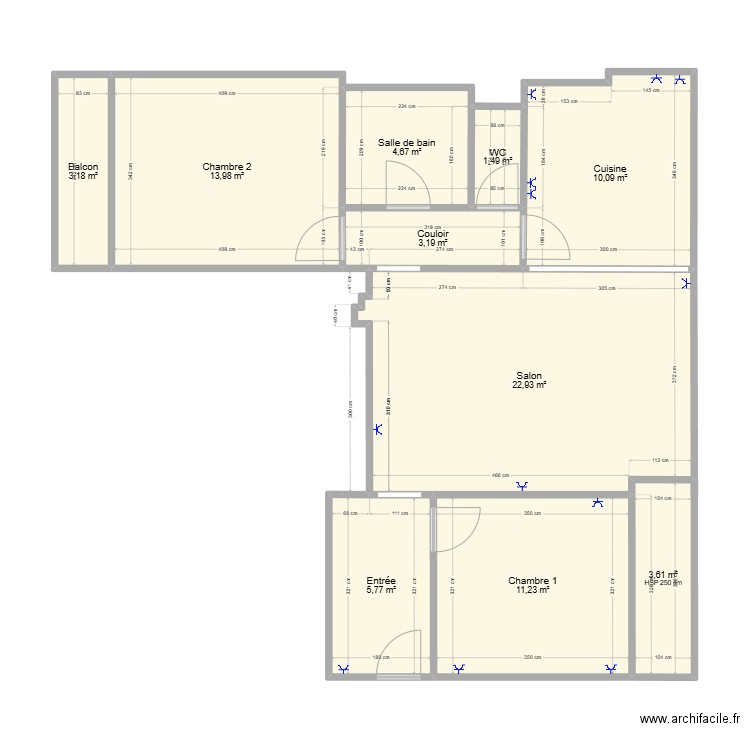 Appart. Plan de 10 pièces et 80 m2