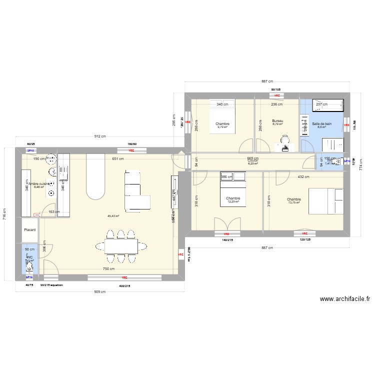 volonachis plan. Plan de 11 pièces et 112 m2