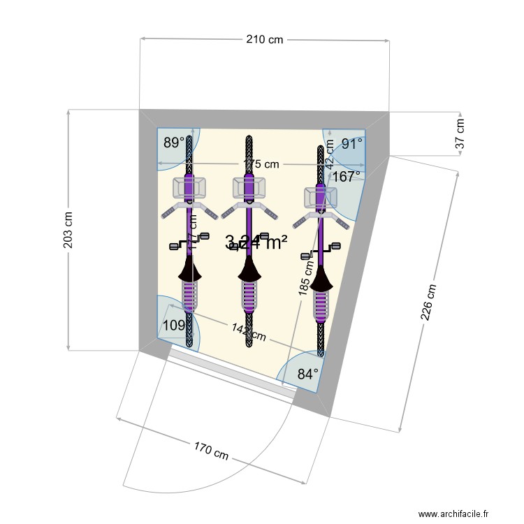 Garage vélo . Plan de 1 pièce et 3 m2