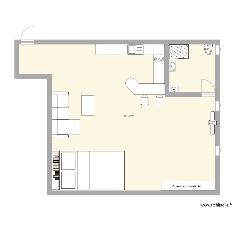 AHMED AHMADI. Plan de 1 pièce et 89 m2