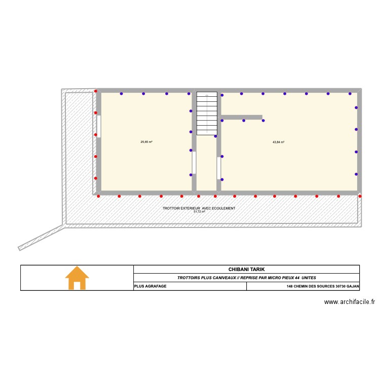 CHIBANI GAJAN . Plan de 3 pièces et 101 m2