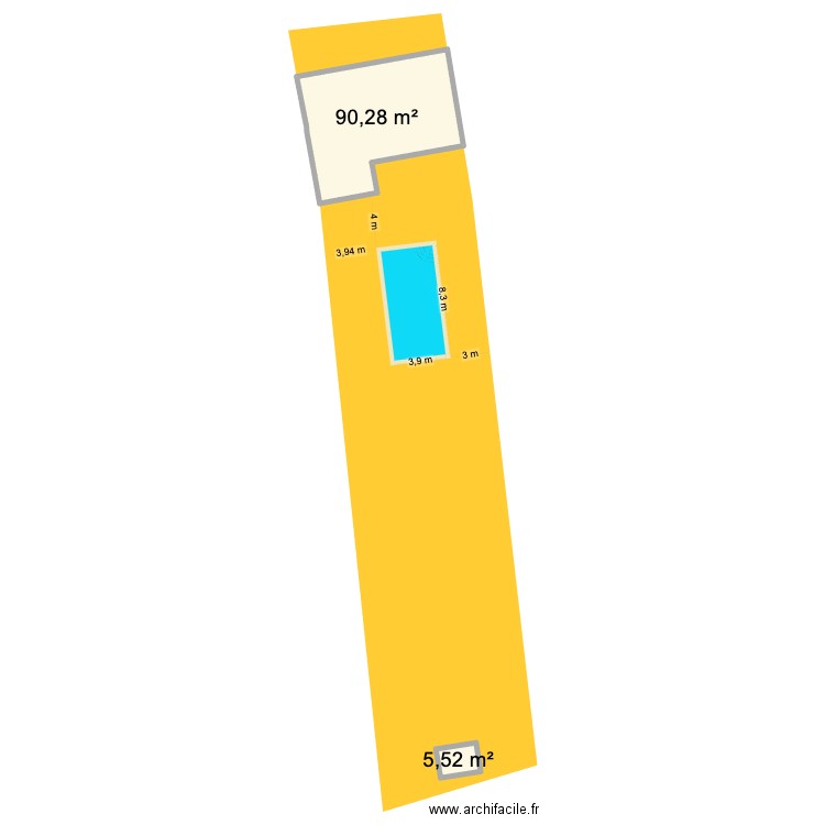 HADOUX. Plan de 2 pièces et 96 m2