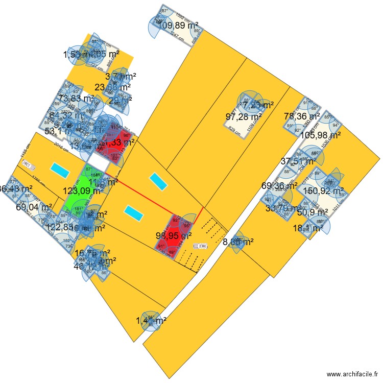 CADASTREOLERON 1. Plan de 36 pièces et 1830 m2