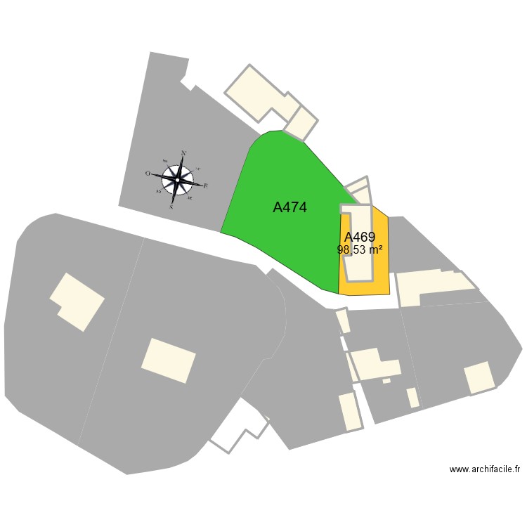 PC2_plan de masse_situation cadastrale. Plan de 16 pièces et 746 m2