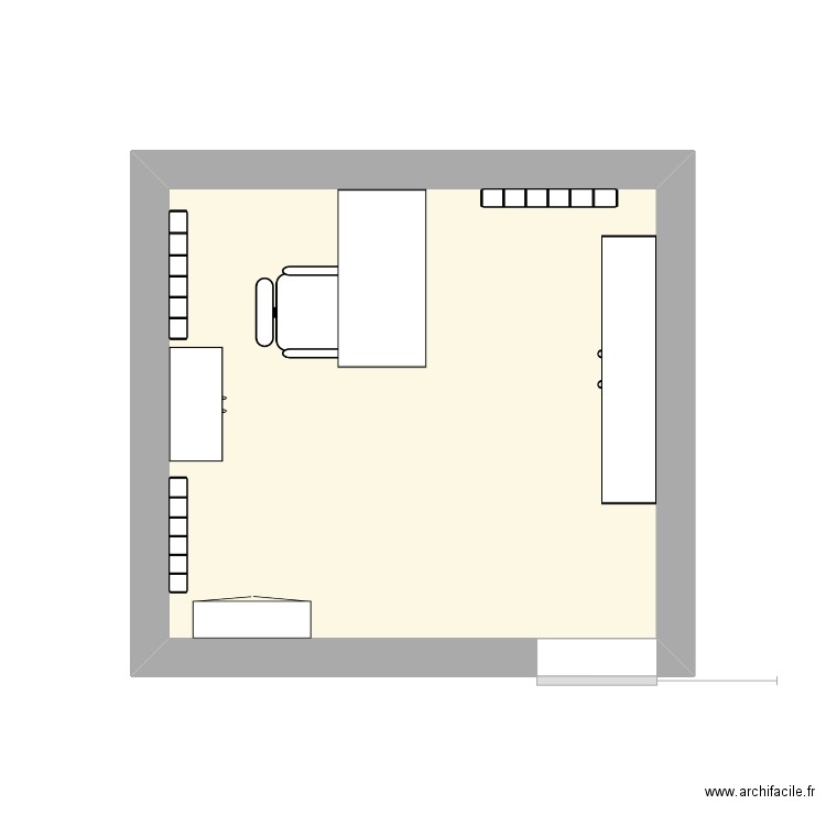 bureau. Plan de 1 pièce et 10 m2