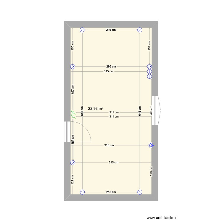 FRONEK. Plan de 1 pièce et 23 m2