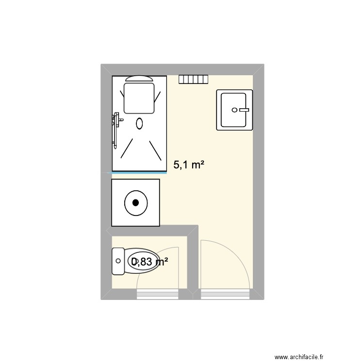 Maitrepierre après. Plan de 2 pièces et 6 m2