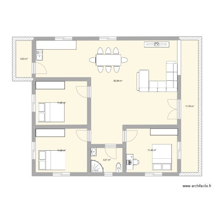 plan2. Plan de 7 pièces et 104 m2