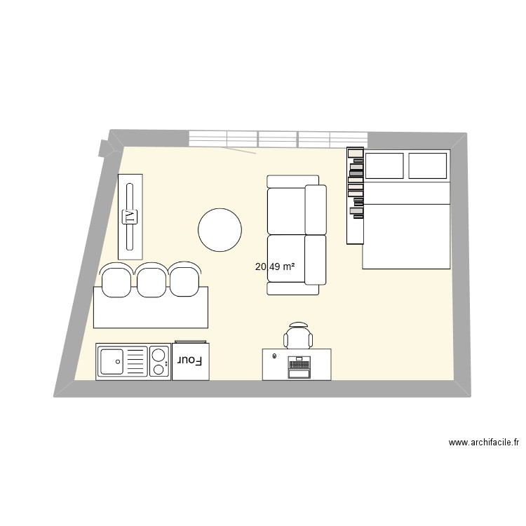 Plan studio 20m2 . Plan de 1 pièce et 20 m2