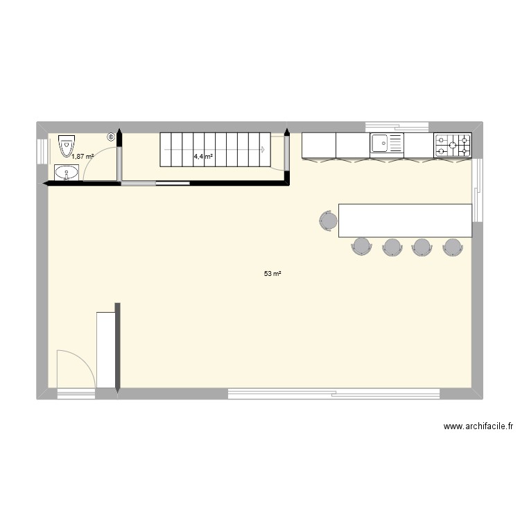 Courthezon. Plan de 3 pièces et 59 m2