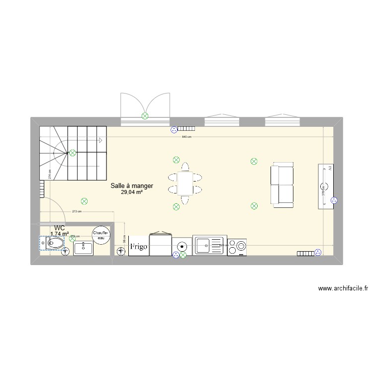 Maison 2 - RDC. Plan de 2 pièces et 31 m2