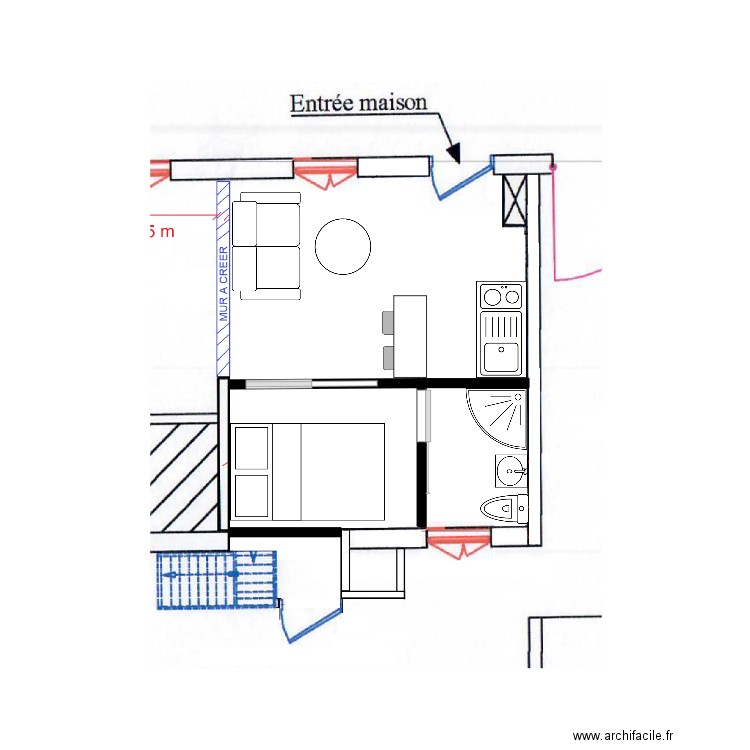 STUDIO 21m². Plan de 0 pièce et 0 m2