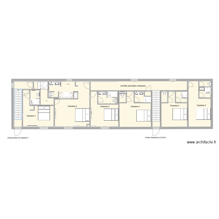 Chambres Grand Caugy n+1. Plan de 22 pièces et 159 m2