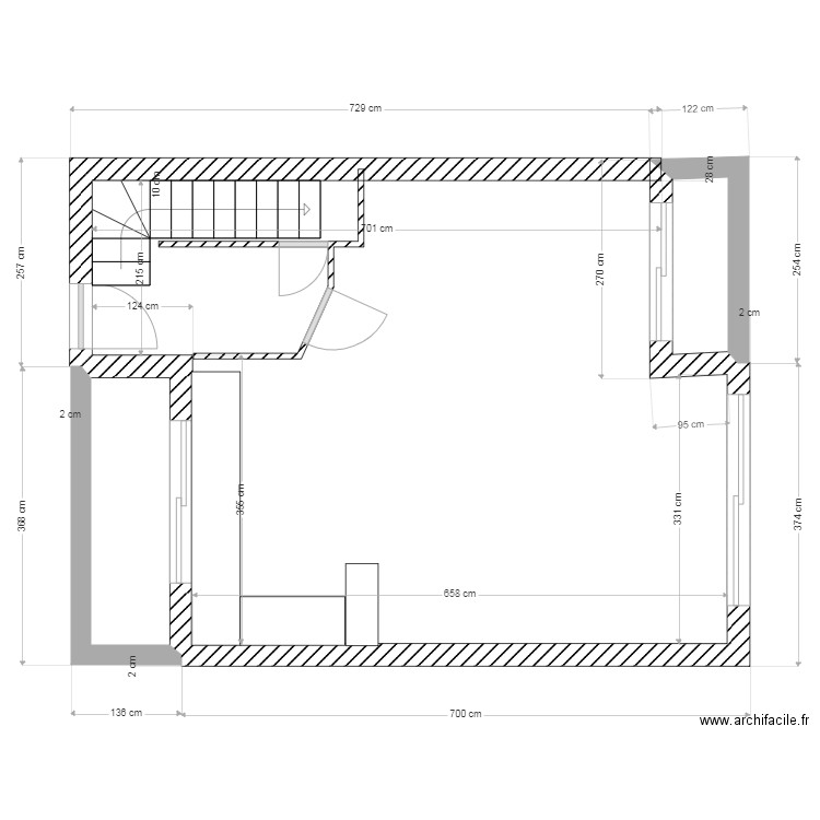 Perenchies RDC. Plan de 2 pièces et 5 m2