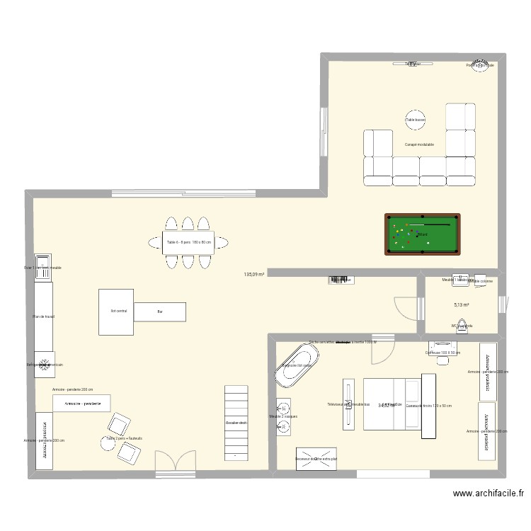 Futur. Plan de 3 pièces et 175 m2