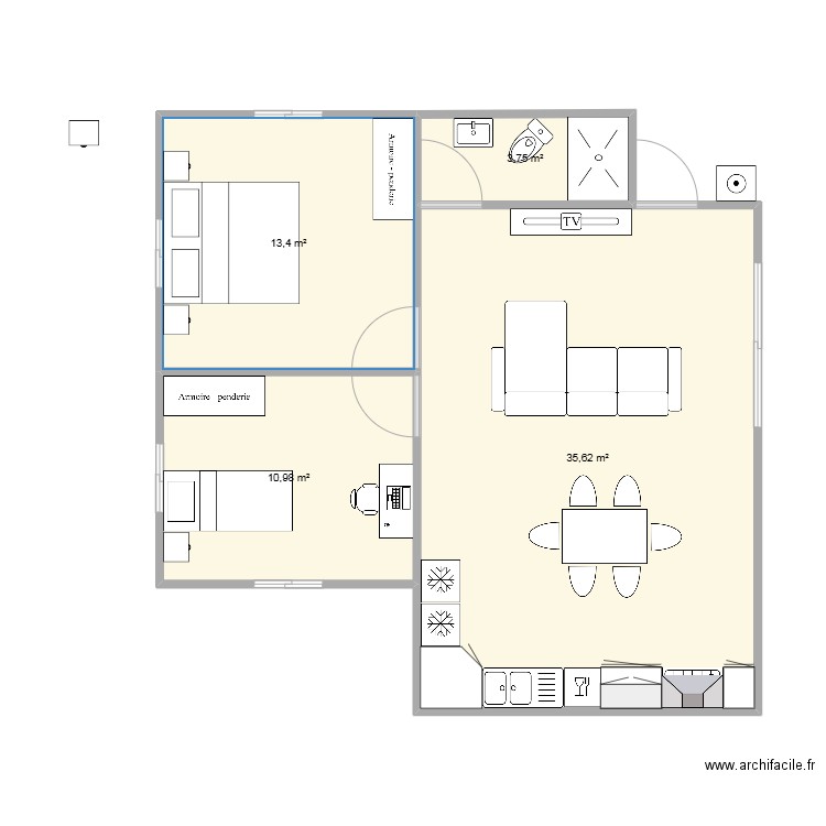 notre maison. Plan de 4 pièces et 64 m2