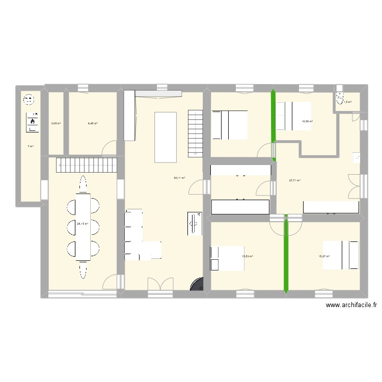 Les Thuriers 3. Plan de 11 pièces et 178 m2