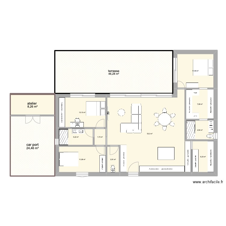 plan 2 Alex. Plan de 13 pièces et 197 m2