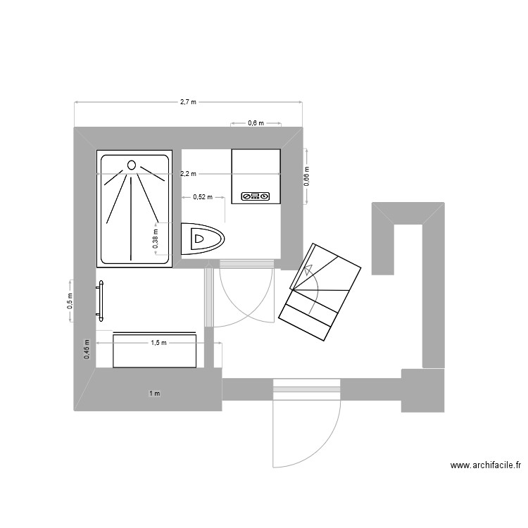 sdb sous sol 3. Plan de 0 pièce et 0 m2