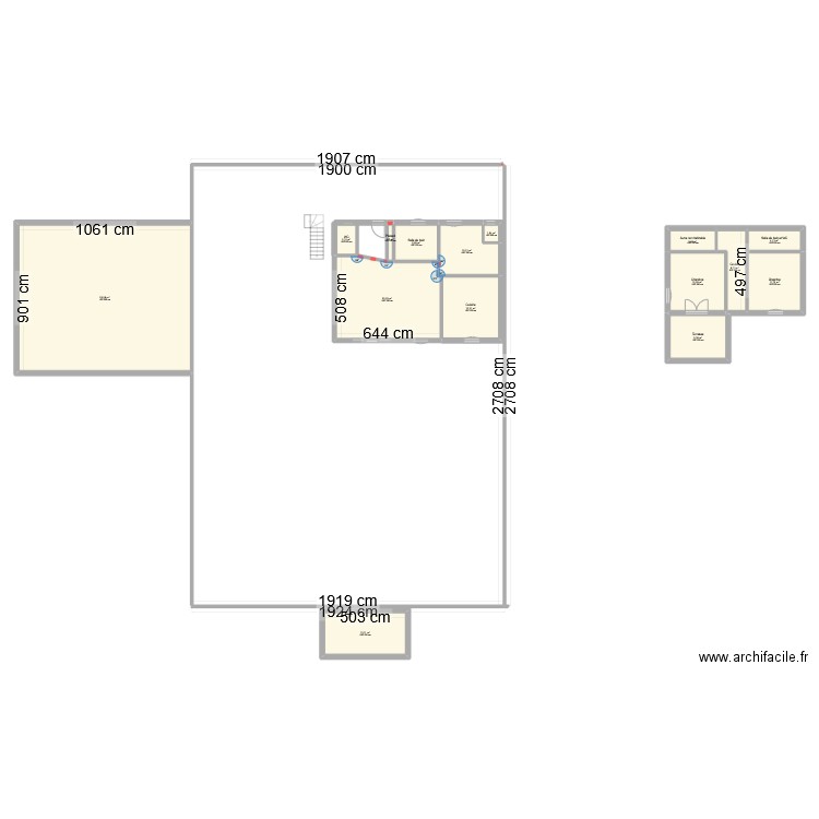 plan maison perso. Plan de 15 pièces et 221 m2