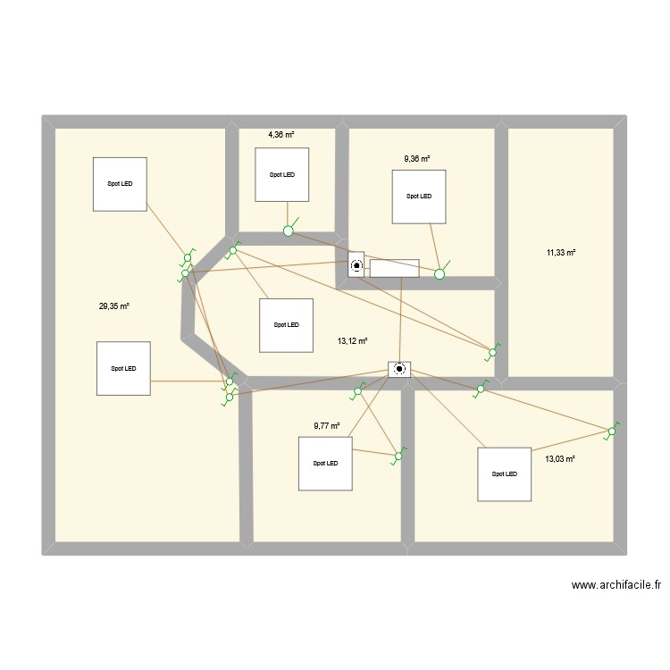 Apt1etage_Cuisine. Plan de 7 pièces et 90 m2