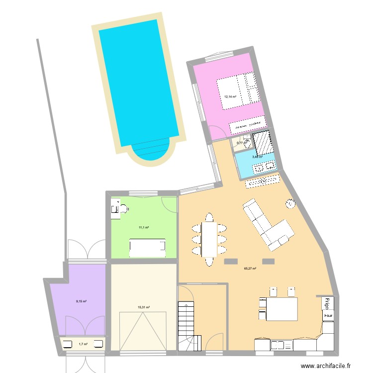 Plan 1617 2. Plan de 8 pièces et 119 m2