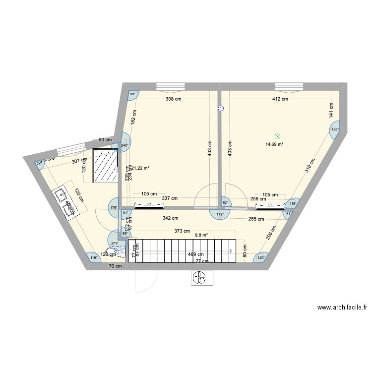 Aubenas 1er Etage. Plan de 4 pièces et 90 m2