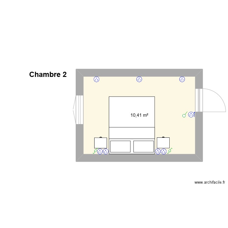 Chambre 2. Plan de 1 pièce et 10 m2