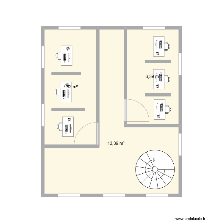 oficina planta 2. Plan de 3 pièces et 28 m2