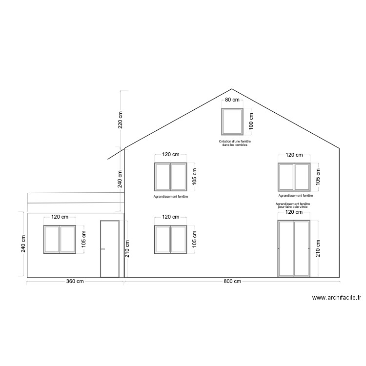 Face jardin. Plan de 0 pièce et 0 m2