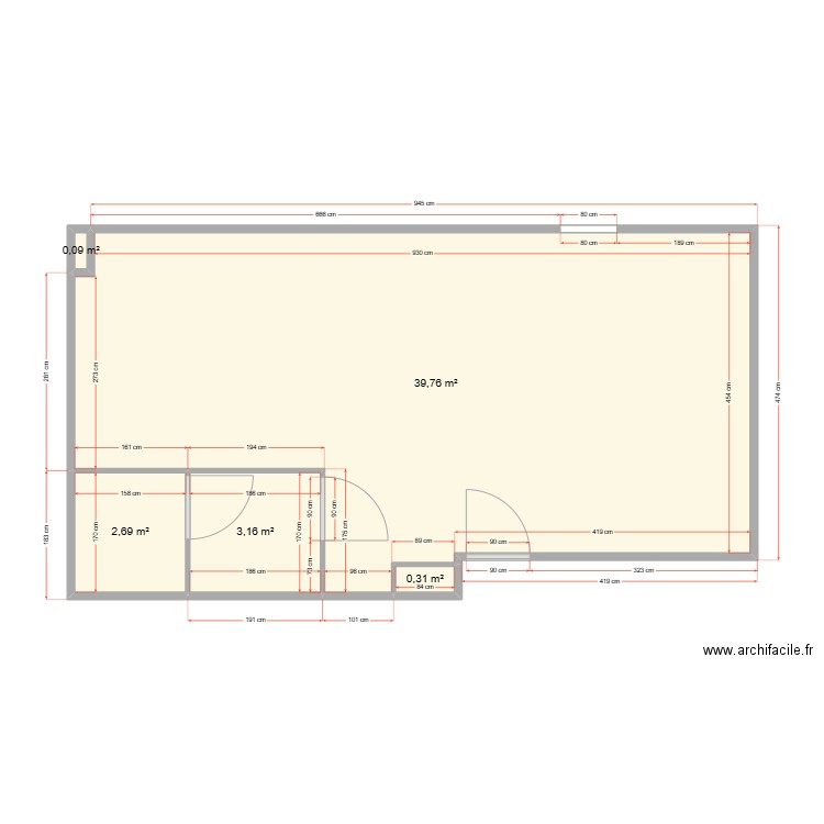 CVI Refectoire. Plan de 5 pièces et 46 m2