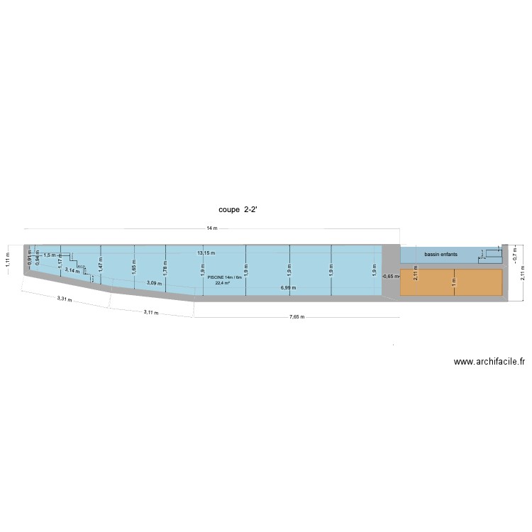 coupe piscine projet essaouira 3. Plan de 1 pièce et 22 m2