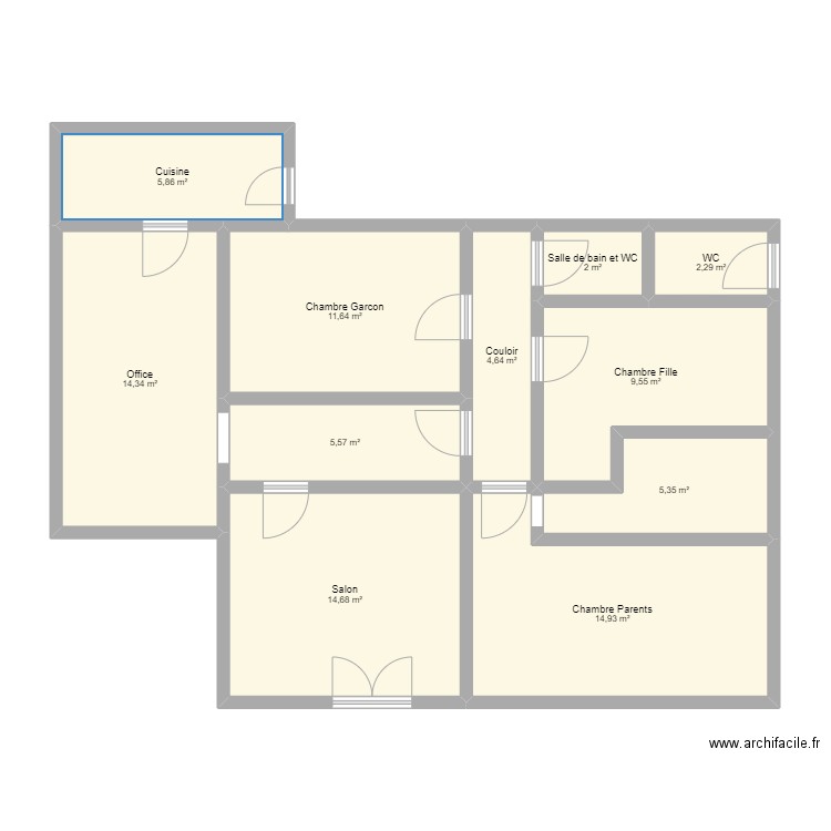 MAISON JEAN PAUL 1. Plan de 11 pièces et 91 m2