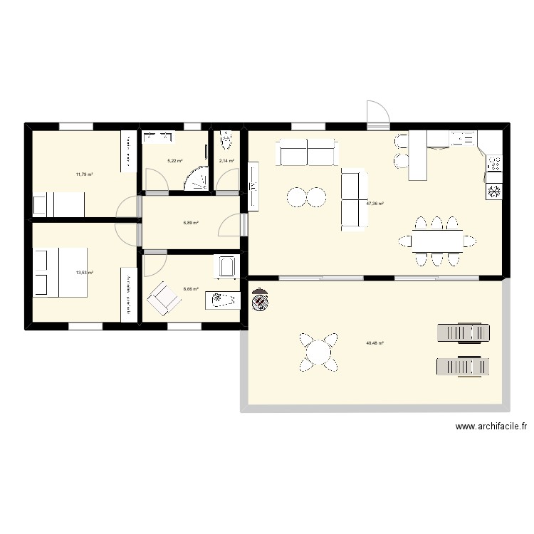 Maison formation. Plan de 8 pièces et 136 m2