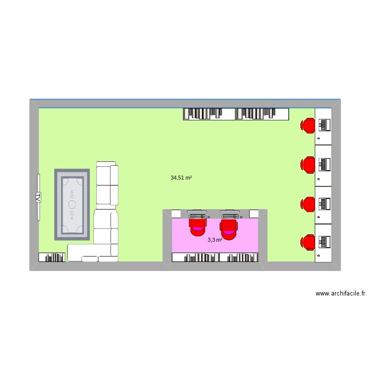 cdi. Plan de 2 pièces et 38 m2