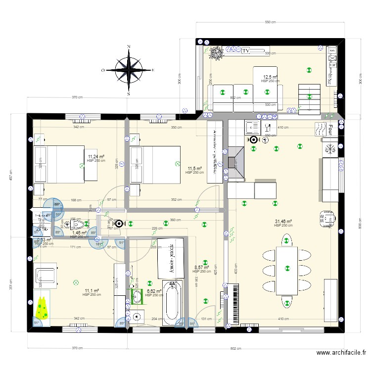 maison. Plan de 9 pièces et 95 m2