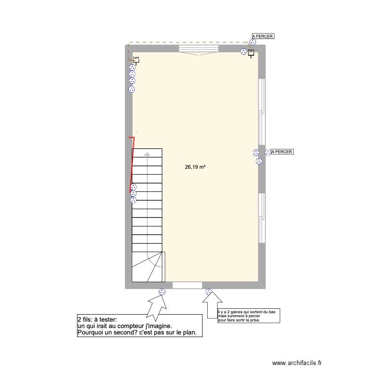 nouveau schéma prises RDC. Plan de 1 pièce et 26 m2